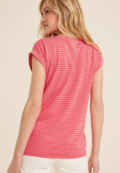 Maurices Tees-24/7 Austin Striped Knot Hem Short Sleeve Tee