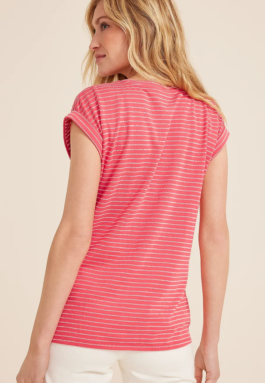 Maurices Tees-24/7 Austin Striped Knot Hem Short Sleeve Tee