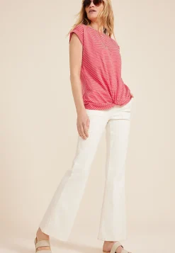 Maurices Tees-24/7 Austin Striped Knot Hem Short Sleeve Tee