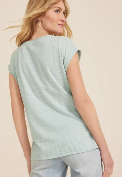 Maurices Tees-24/7 Austin Striped Knot Hem Short Sleeve Tee