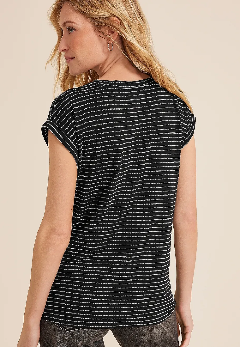Maurices Tees-24/7 Austin Striped Knot Hem Short Sleeve Tee