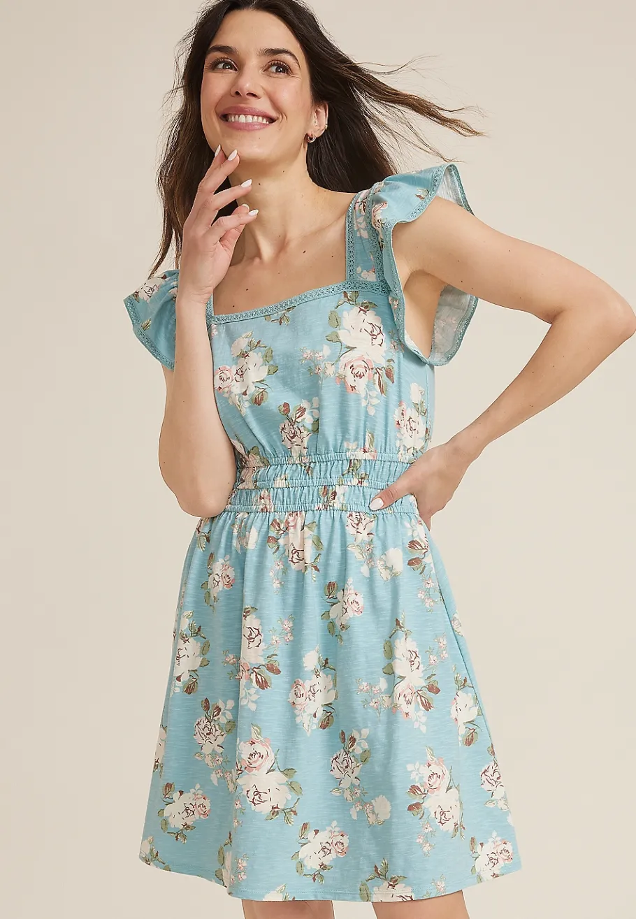Maurices Wedding Guest & Cocktail Dresses-24/7 Bare Flutter Sleeve Skater Dress