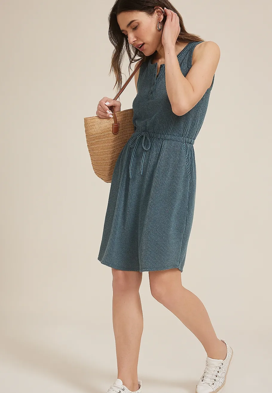 Maurices Casual Dresses-24/7 Bare Henley Wavy Rib Dress