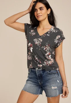 Maurices Tees-24/7 Berkley Floral V Neck Tee