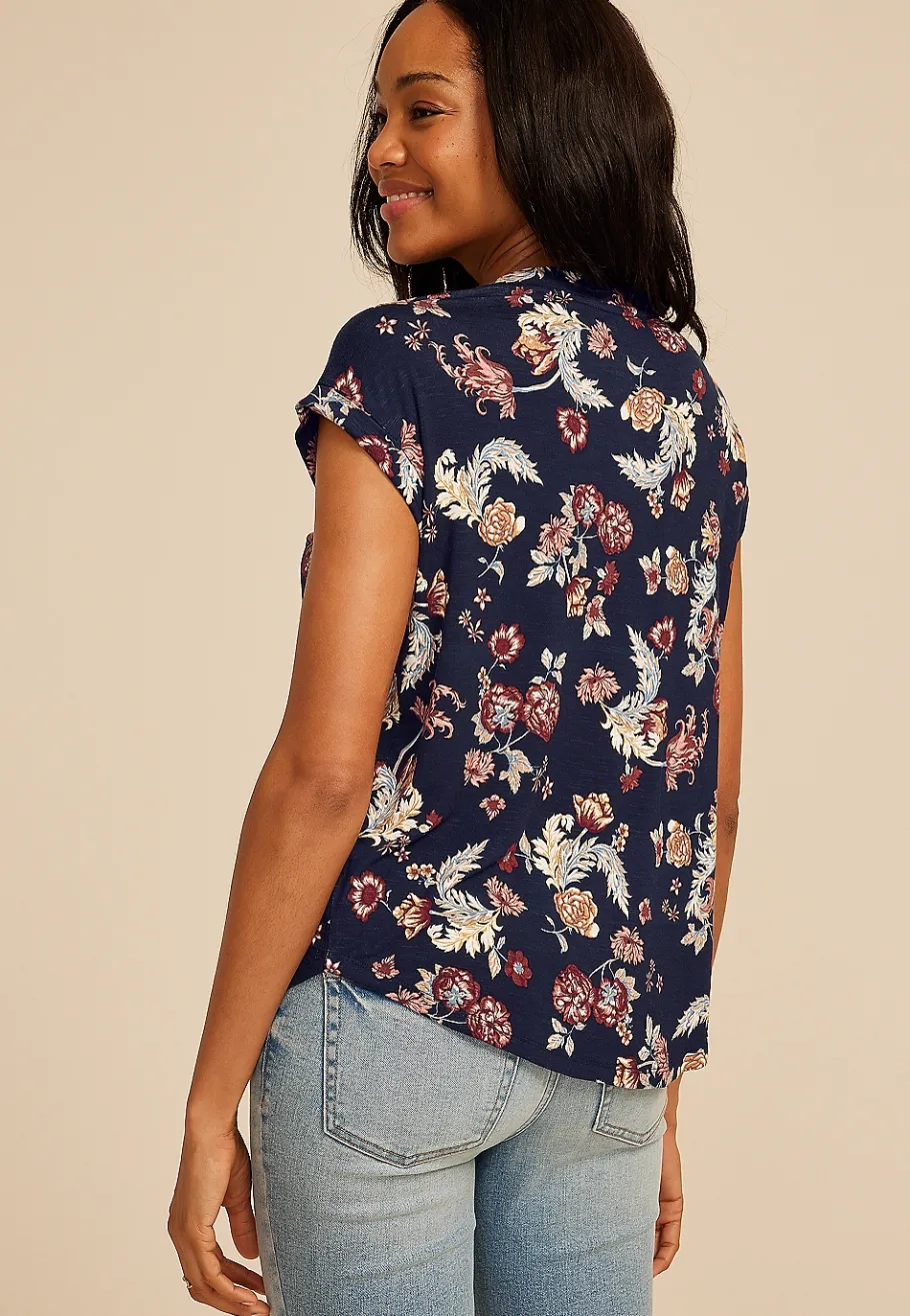 Maurices Tees-24/7 Berkley Floral V Neck Tee