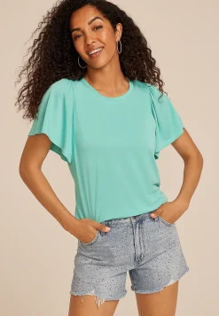 Maurices Tees-24/7 Charlotte Flutter Sleeve Tee