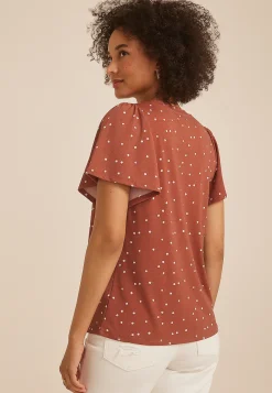 Maurices Tees-24/7 Charlotte Polka Dot Flutter Sleeve Tee
