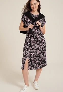 Maurices Casual Dresses|Work Dresses-24/7 Clara Floral Tie Waist Midi Dress