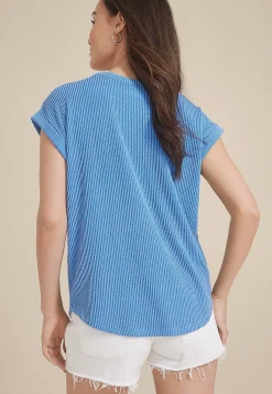 Maurices Tees-24/7 Clara Wavy Ribbed Short Sleeve Tee