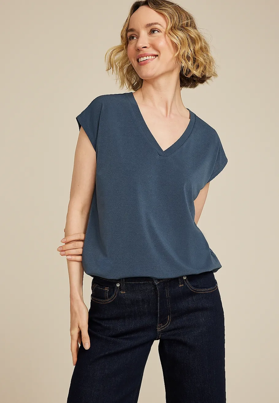 Maurices Tees-24/7 Crepe V Neck Tee