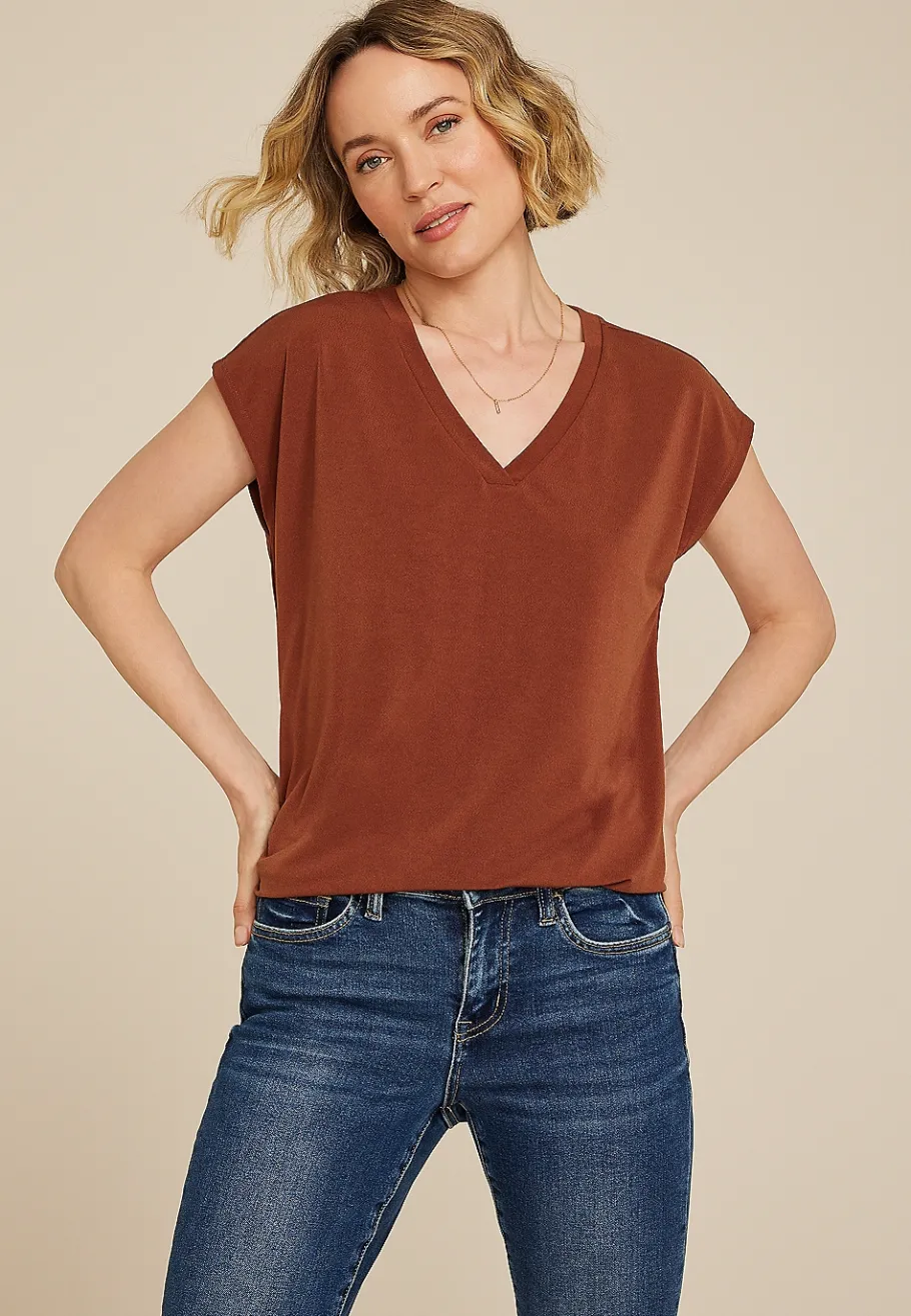 Maurices Tees-24/7 Crepe V Neck Tee