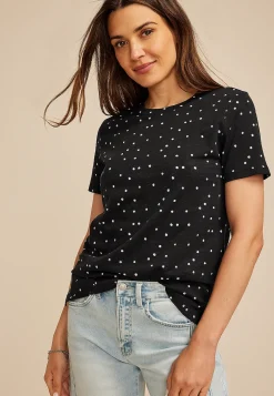 Maurices Tees-24/7 Dawson Polka Dot Crew Neck Tee