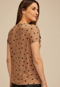 Maurices Tees-24/7 Fairhaven Polka Dot Ruched Shoulder Tee