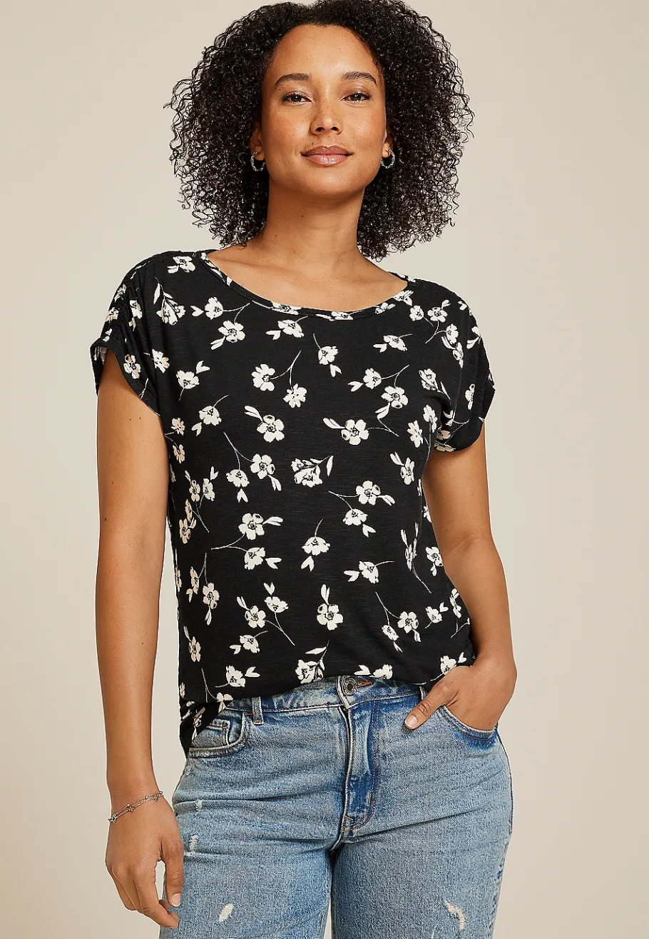 Maurices Tees-24/7 Fairhaven Ruched Shoulder Tee