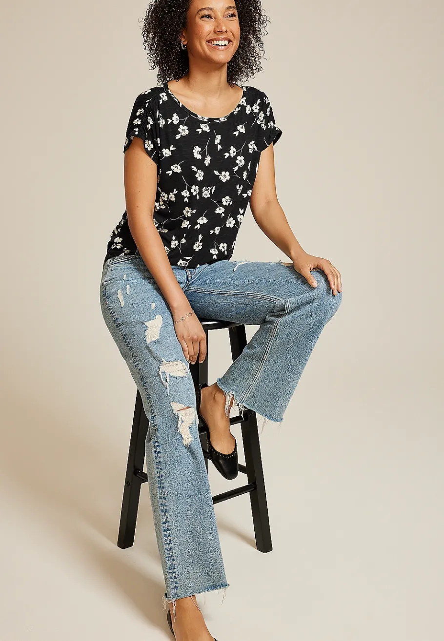 Maurices Tees-24/7 Fairhaven Ruched Shoulder Tee