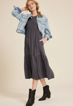 Maurices Work Dresses-24/7 Flutter Sleeve Midi Dress