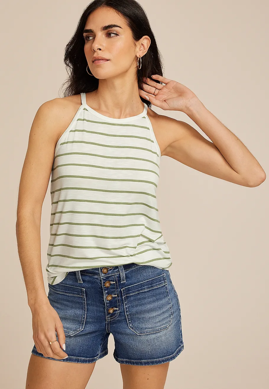 Maurices Tanks & Camis-24/7 Mara Striped Halter Tank Top