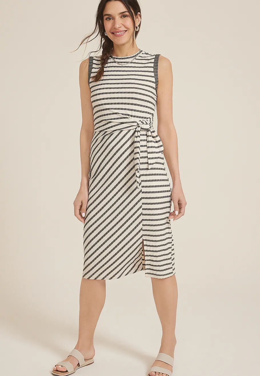 Maurices Work Dresses-24/7 Ribbed Tie Waist Midi Dress