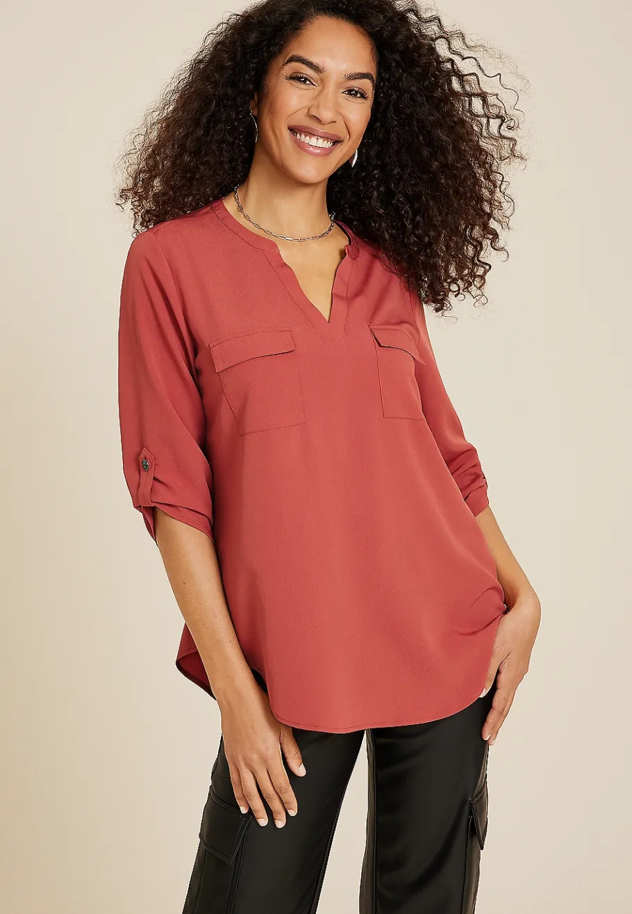 Maurices Shirts & Blouses-3/4 Sleeve V Neck Tunic Blouse