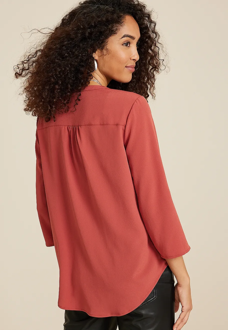 Maurices Shirts & Blouses-3/4 Sleeve V Neck Tunic Blouse