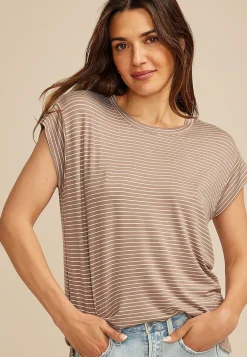 Maurices Tees-24/7 Striped Cap Short Sleeve Tee