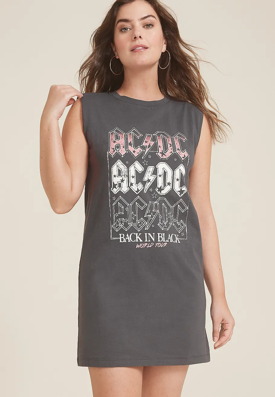 Maurices Casual Dresses-ACDC Cap Sleeve Graphic T Shirt Dress