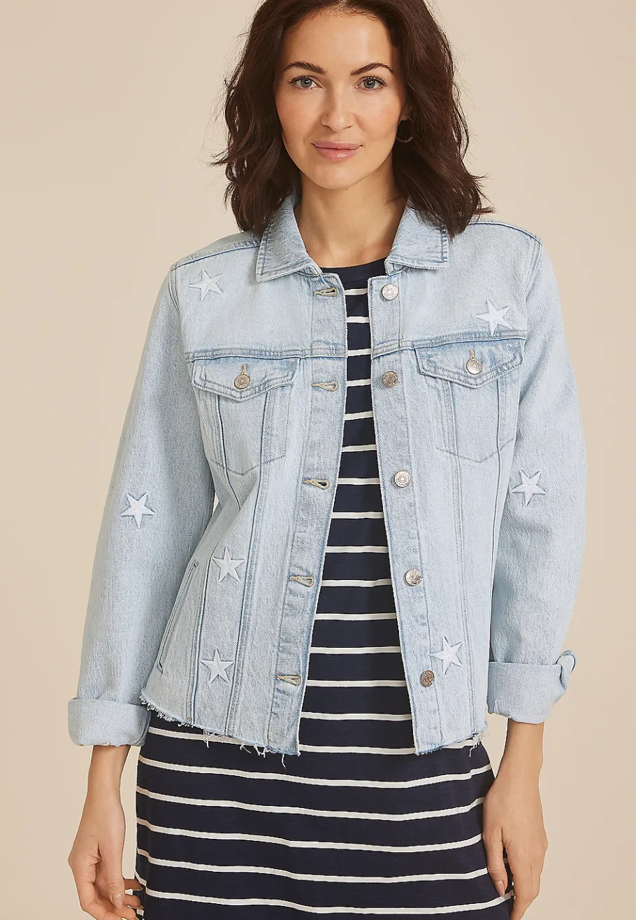 Maurices Jackets-Americana Star Light Denim Jacket