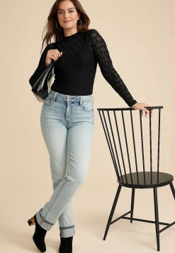 Maurices Shirts & Blouses-Argyle Sheer Mock Neck Blouse