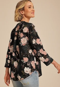 Maurices Shirts & Blouses-Atwood 3/4 Sleeve Floral V Neck Blouse