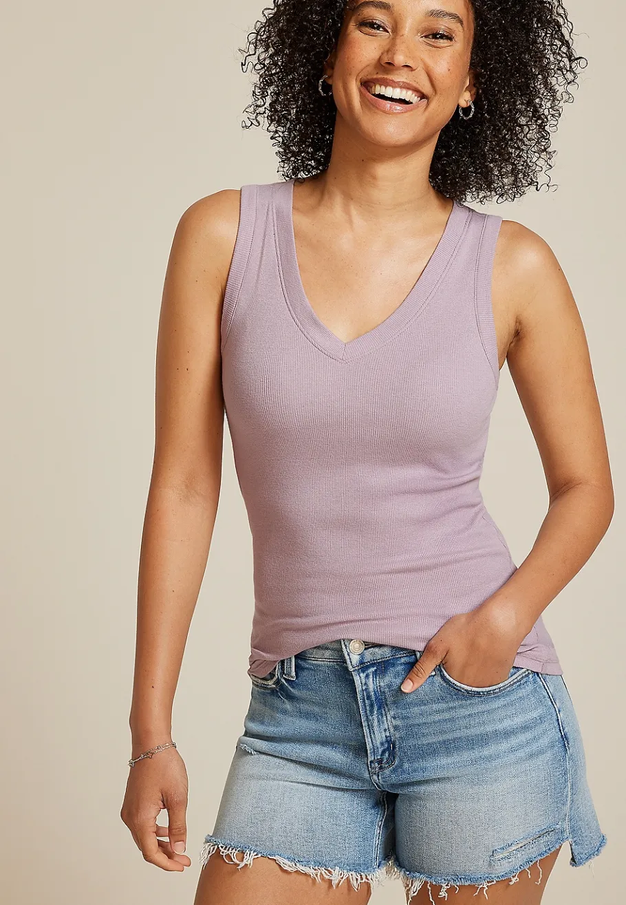 Maurices Tanks & Camis-Baby Rib V Neck Tank Top