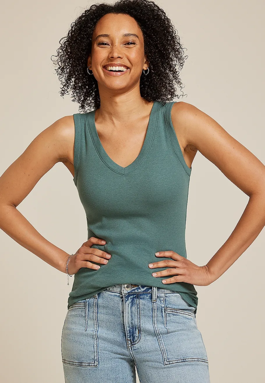 Maurices Tanks & Camis-Baby Rib V Neck Tank Top