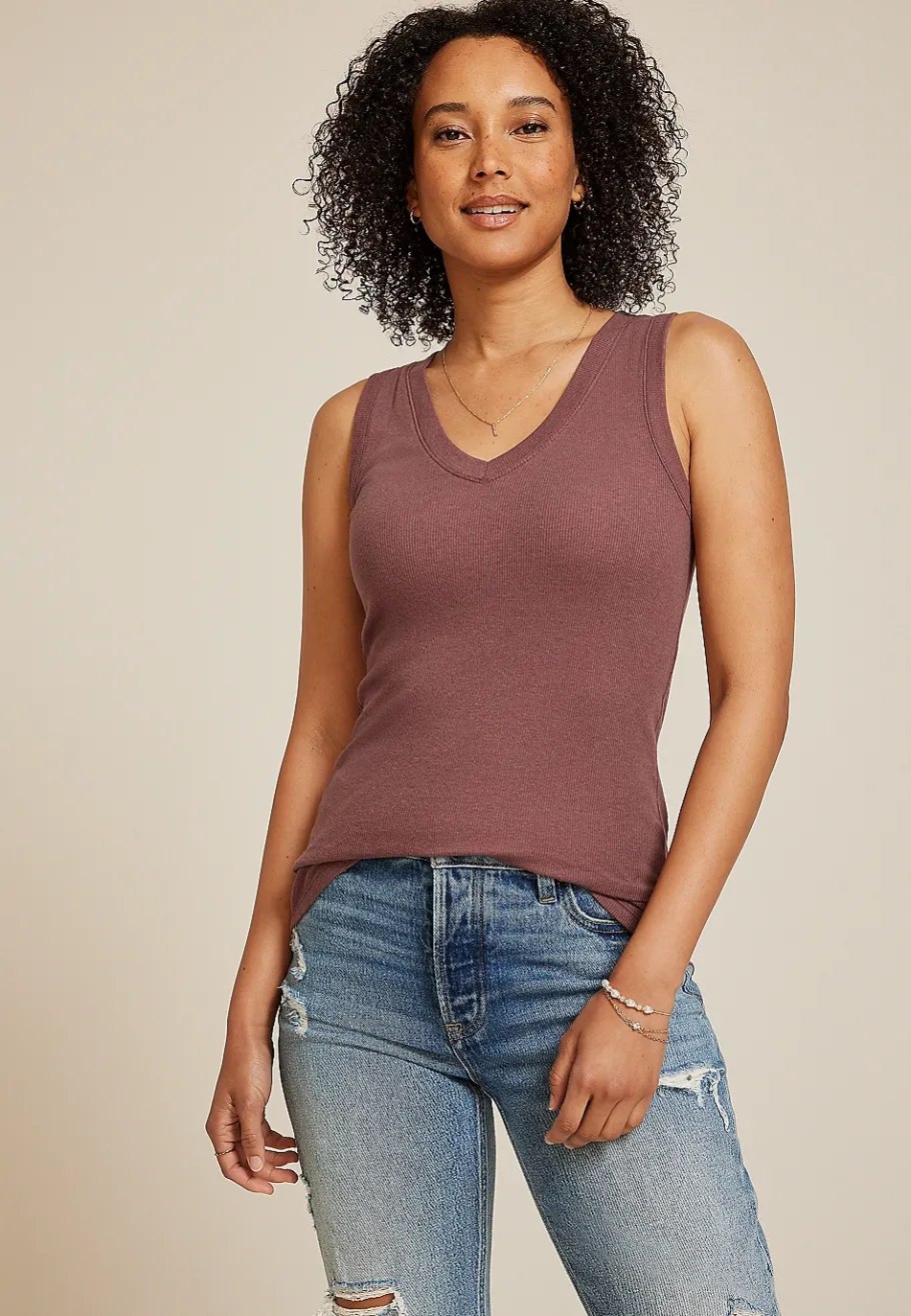 Maurices Tanks & Camis-Baby Rib V Neck Tank Top