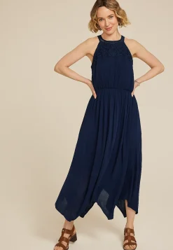 Maurices Wedding Guest & Cocktail Dresses-Bare Crochet Halter Neck Midi Dress