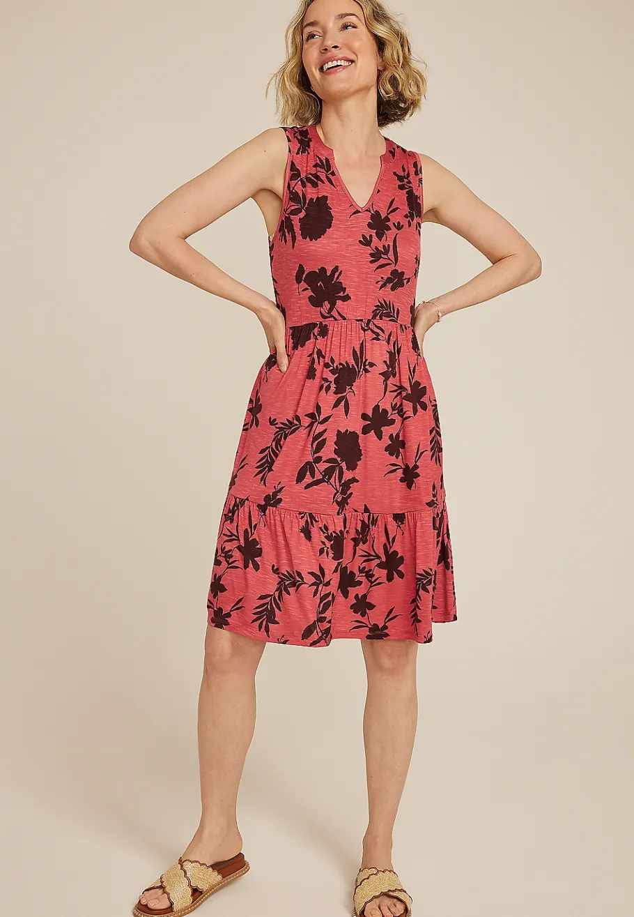 Maurices Casual Dresses|Work Dresses-Bare Floral Notch Neck Skater Dress