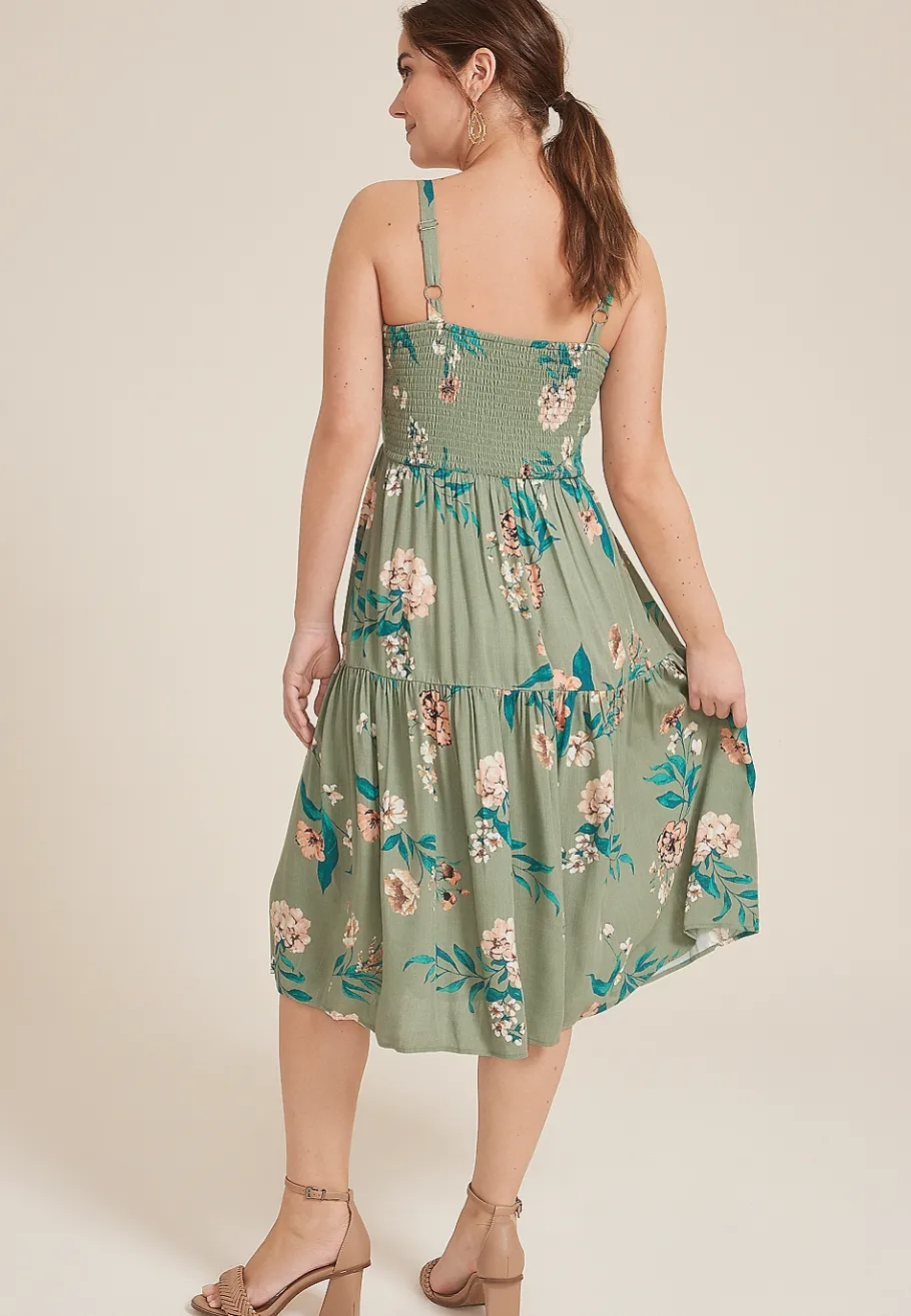 Maurices Wedding Guest & Cocktail Dresses-Bare Printed Tiered Midi Dress