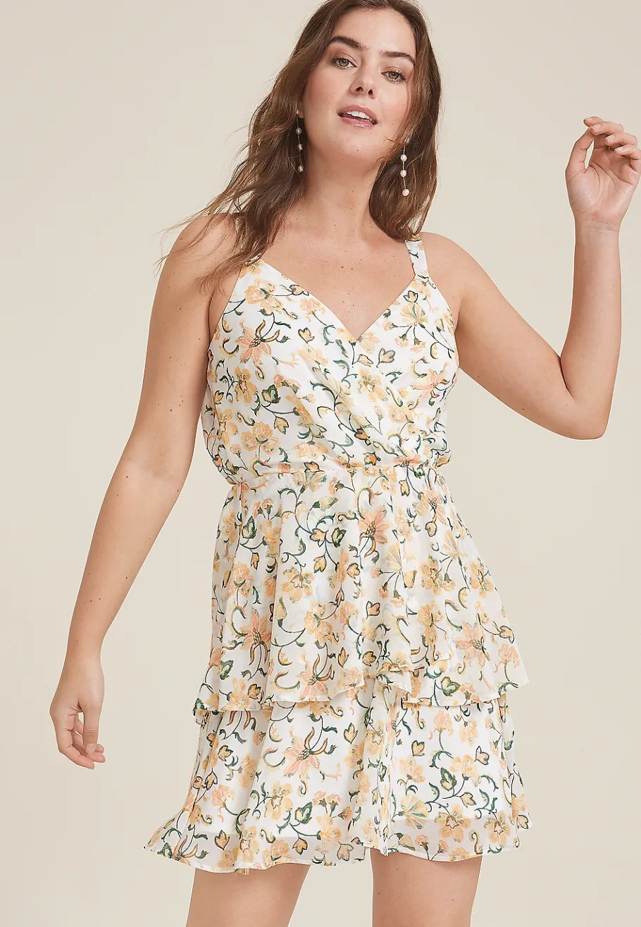 Maurices Wedding Guest & Cocktail Dresses-Bare Surplice Tiered Dress