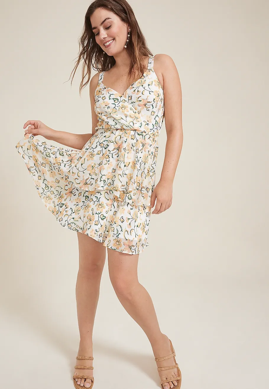 Maurices Wedding Guest & Cocktail Dresses-Bare Surplice Tiered Dress