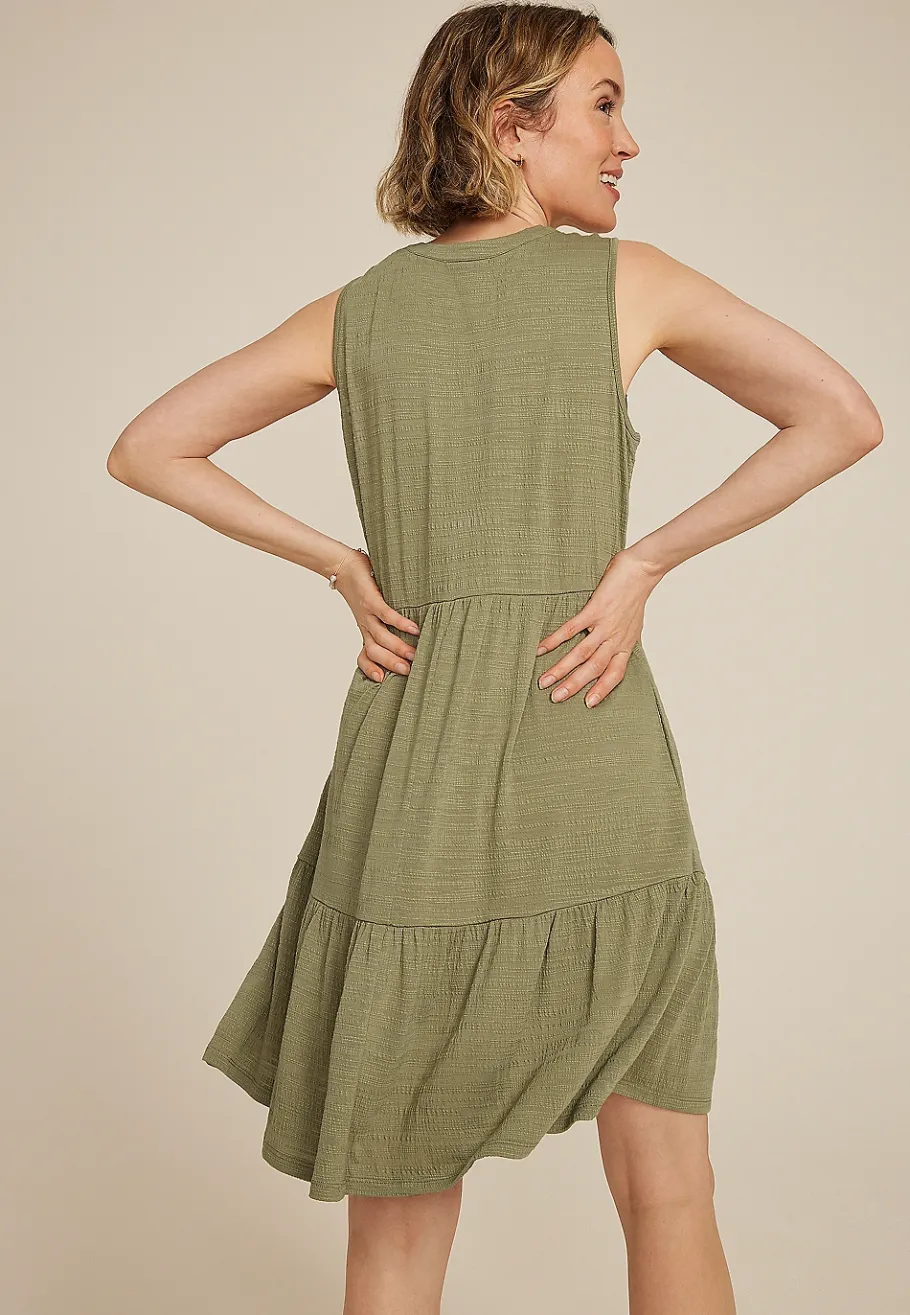 Maurices Casual Dresses|Work Dresses-Bare Textured Notch Neck Skater Dress