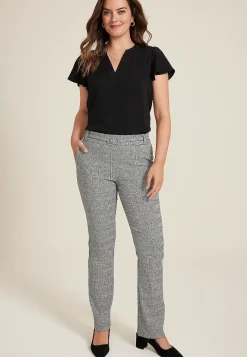 Maurices Pants-Bengaline Mid Rise Plaid With Belt Bootcut Pant