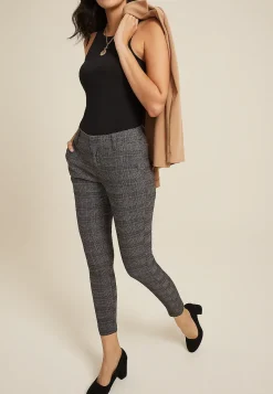 Maurices Pants-Bengaline Plaid Constructed Waist Mid Rise Skinny Dress Pant