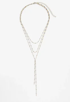 Maurices Necklaces-Blue Beaded Triple Layered Y Necklace