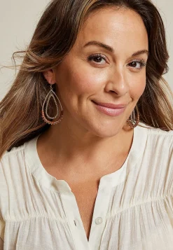 Maurices Earrings-Brown Faux Leather Double Teardrop Earrings