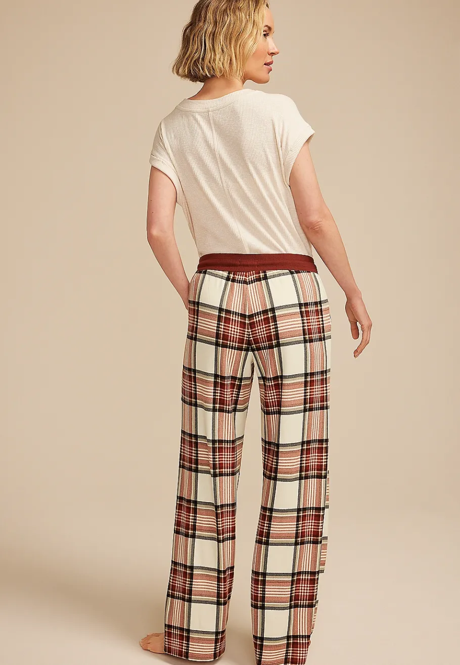 Maurices Pajamas|Pajamas-Burgundy Plaid Wide Leg Pajama Pants