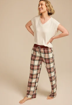 Maurices Pajamas|Pajamas-Burgundy Plaid Wide Leg Pajama Pants