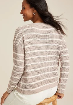 Maurices Sweaters Cardigans & Kimonos-Chenille Striped Sweater
