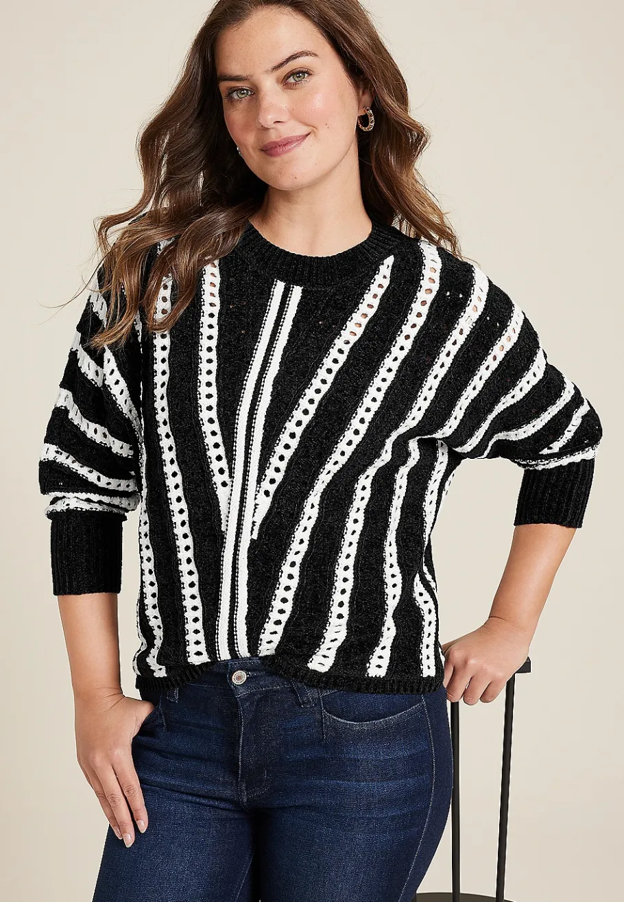 Maurices Sweaters Cardigans & Kimonos-Chevron Stripe Dolman Sweater