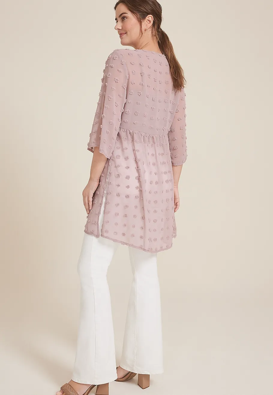 Maurices Sweaters Cardigans & Kimonos-Clip Dot Tie Waist Kimono