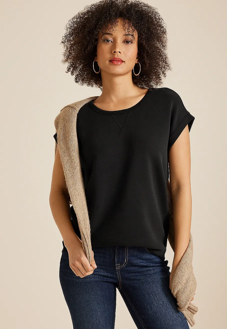 Maurices Tees-Cloud Scuba Knit Crew Neck Tee