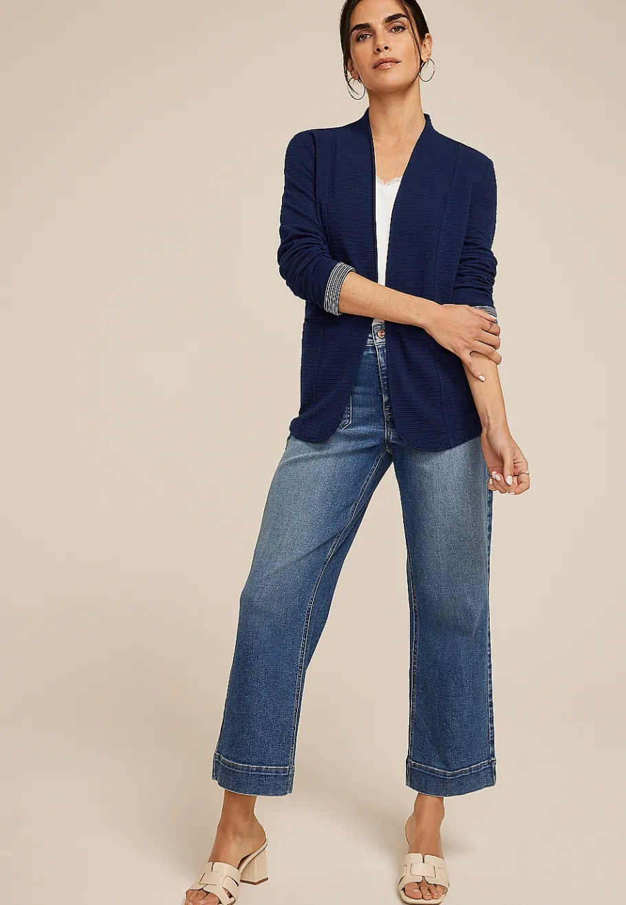 Maurices Blazers-Collarless Knit Open Front Blazer