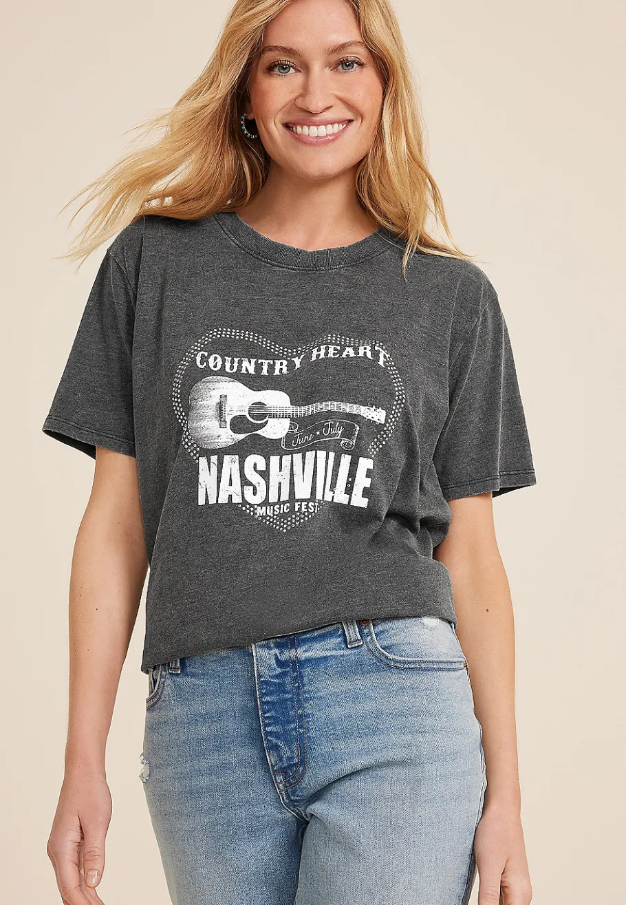 Maurices Tees|Graphics-Country Heart Nashville Music Fest Oversized Fit Graphic Tee